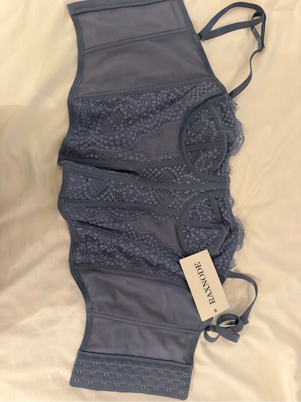 Lace Longline Bralette - Slate Blue